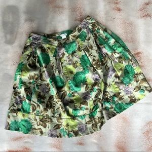 Odille for Anthropologie Green Leaf  Skirt Lined